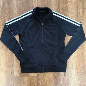 Athleta Black Circa Track Sports Jacket Zip Up Womens L Thumbholes Retro style
